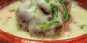 German meatball in capers and cream sauce